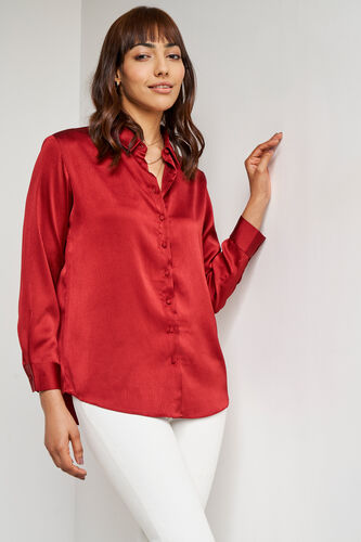 Red Solid Curved Top, Red, image 2